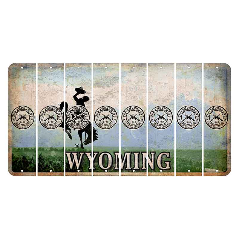 Wyoming Teton Range Cut License Plate Strips (Set of 8) 2nd Amendment