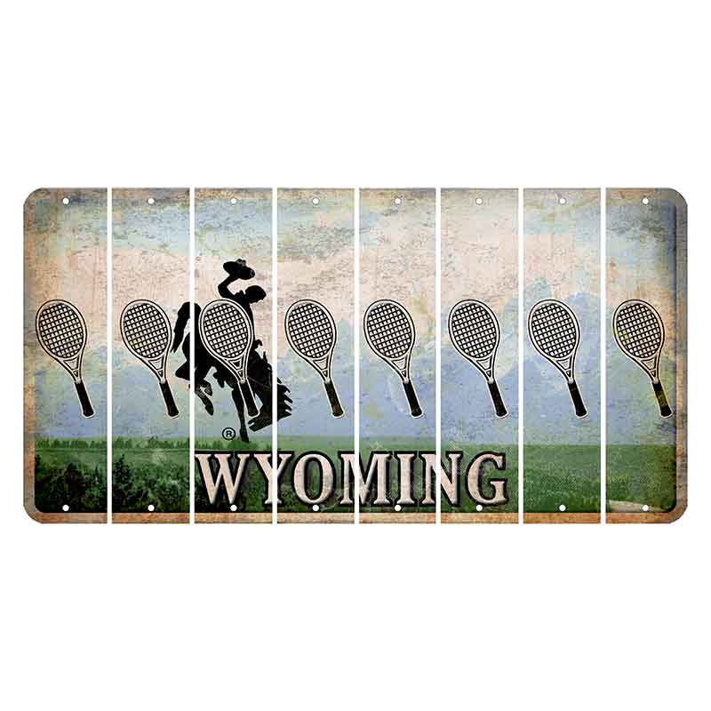 Wyoming Teton Range Cut License Plate Strips (Set of 8) Tennis Racket