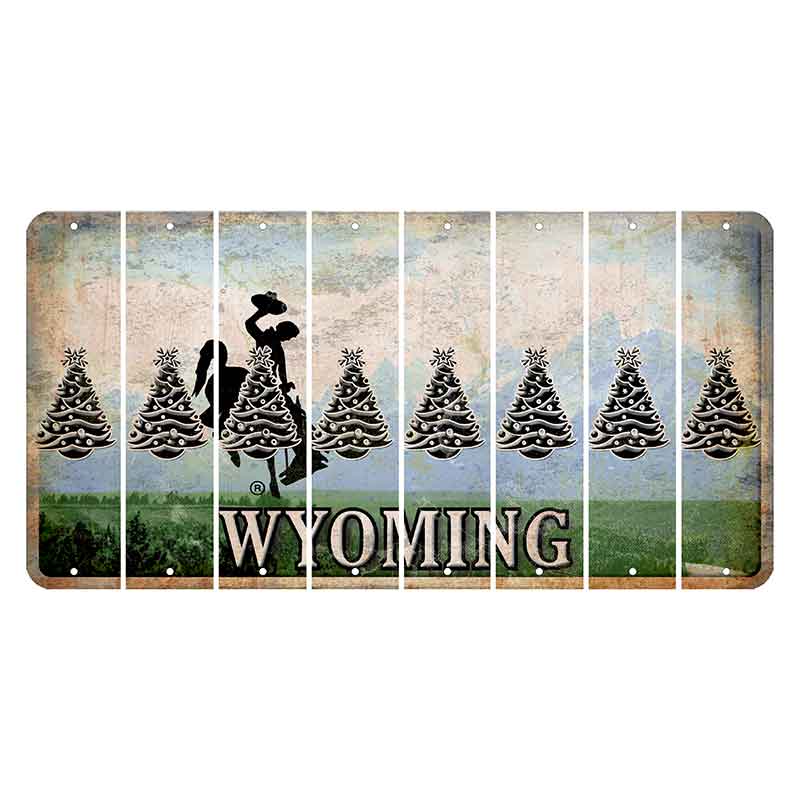 Wyoming Teton Range Cut License Plate Strips (Set of 8) Christmas Tree