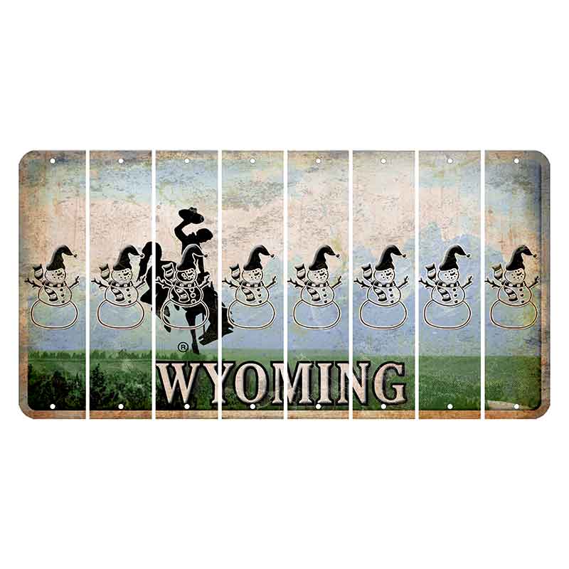 Wyoming Teton Range Cut License Plate Strips (Set of 8) Snowman