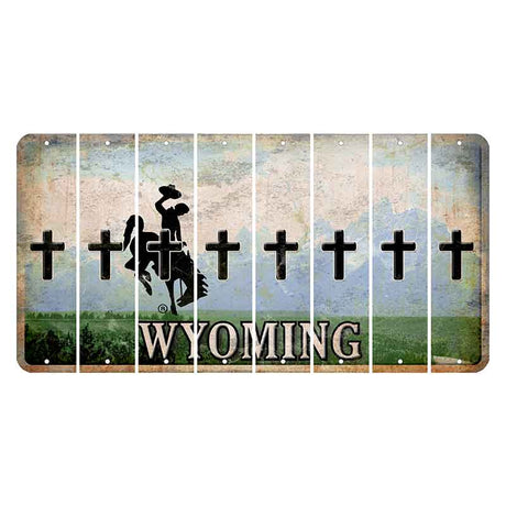 Wyoming Teton Range Cut License Plate Strips (Set of 8) Cross