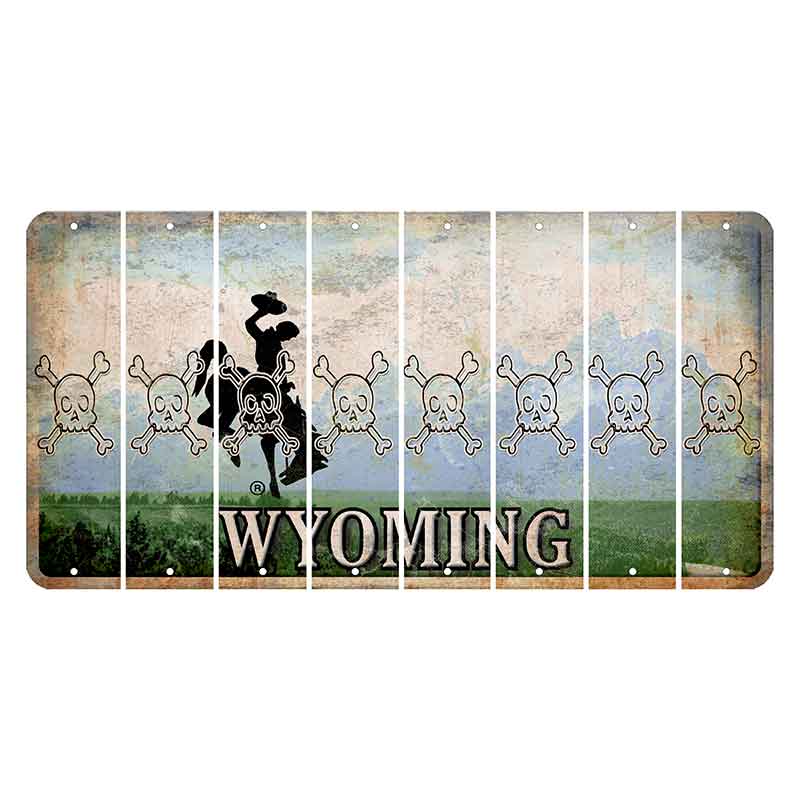 Wyoming Teton Range Cut License Plate Strips (Set of 8) Skull & Bones