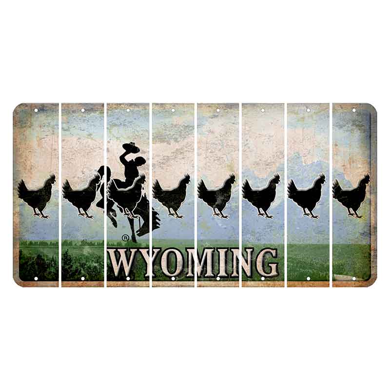 Wyoming Teton Range Cut License Plate Strips (Set of 8) Chicken