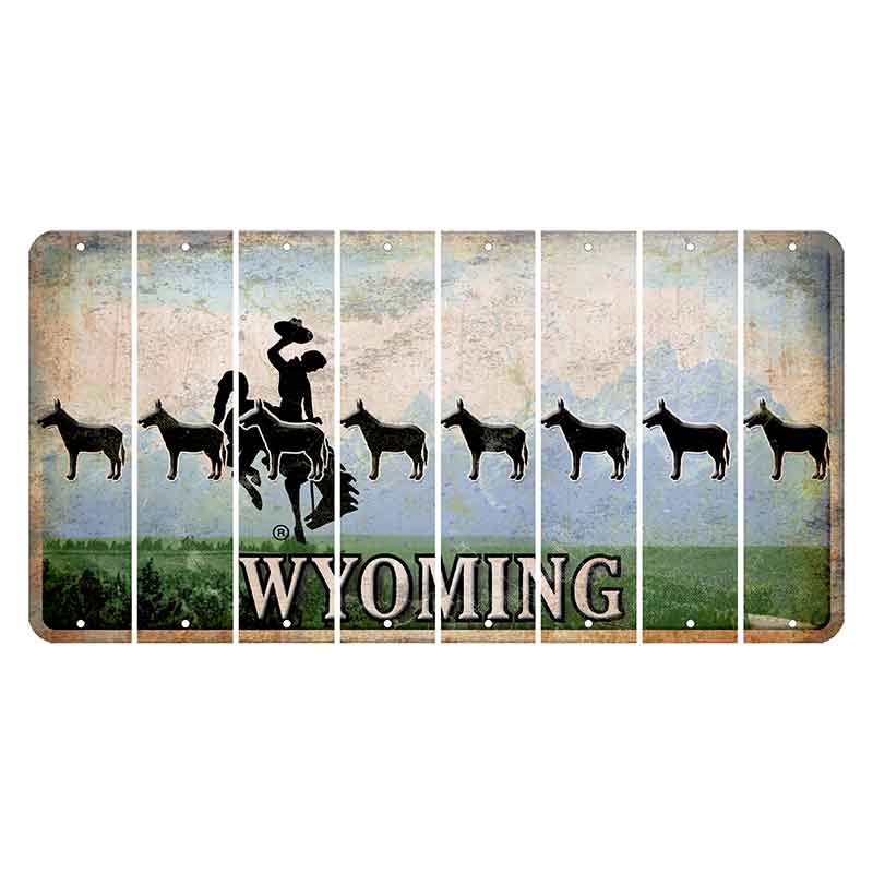 Wyoming Teton Range Cut License Plate Strips (Set of 8) Donkey