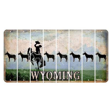 Wyoming Teton Range Cut License Plate Strips (Set of 8) Donkey