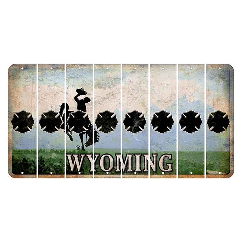 Wyoming Teton Range Cut License Plate Strips (Set of 8) Fire Badge