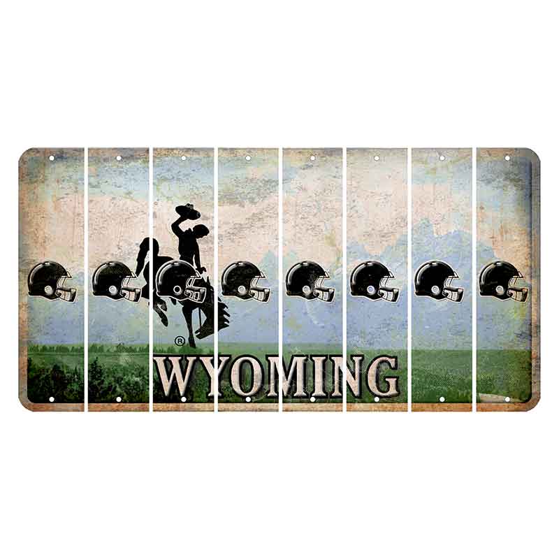 Wyoming Teton Range Cut License Plate Strips (Set of 8) Football Helmet