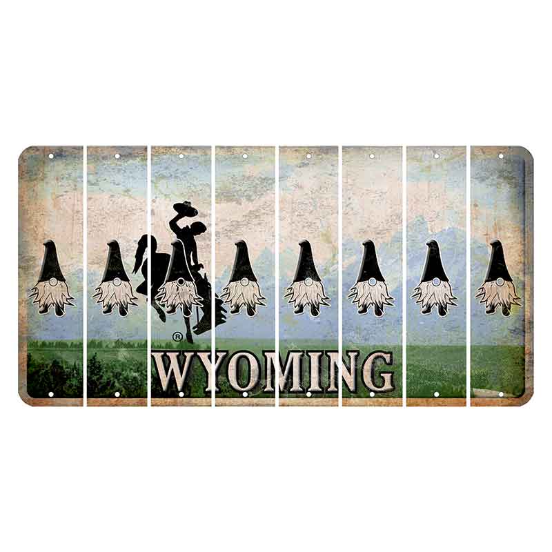 Wyoming Teton Range Cut License Plate Strips (Set of 8) Gnome