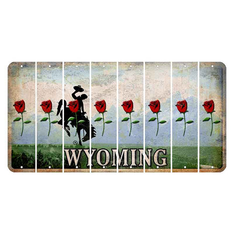 Wyoming Teton Range Cut License Plate Strips (Set of 8) Red Rose