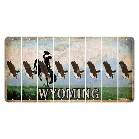 Wyoming Teton Range Cut License Plate Strips (Set of 8) Bald Eagle