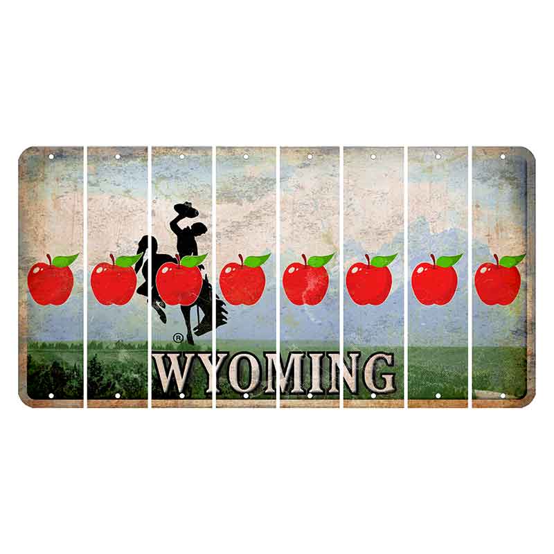 Wyoming Teton Range Cut License Plate Strips (Set of 8) Apple