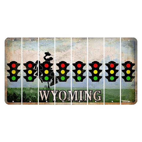 Wyoming Teton Range Cut License Plate Strips (Set of 8) Traffic Light