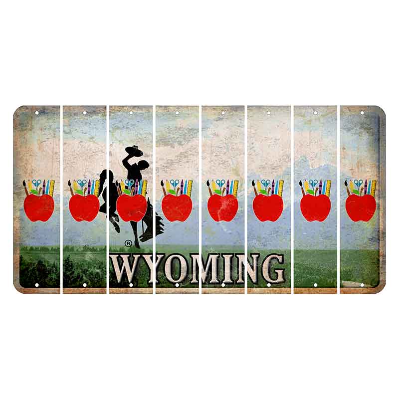 Wyoming Teton Range Cut License Plate Strips (Set of 8) Teacher Apple