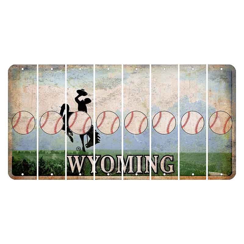 Wyoming Teton Range Cut License Plate Strips (Set of 8) Baseball