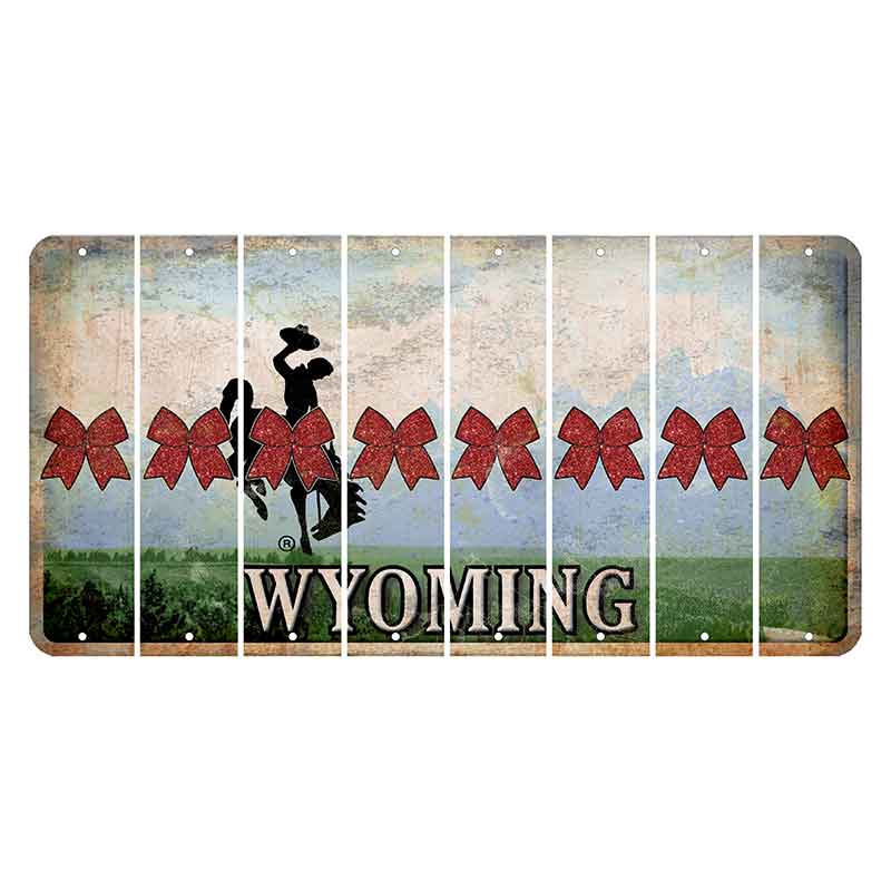 Wyoming Teton Range Cut License Plate Strips (Set of 8) Cheer Bow