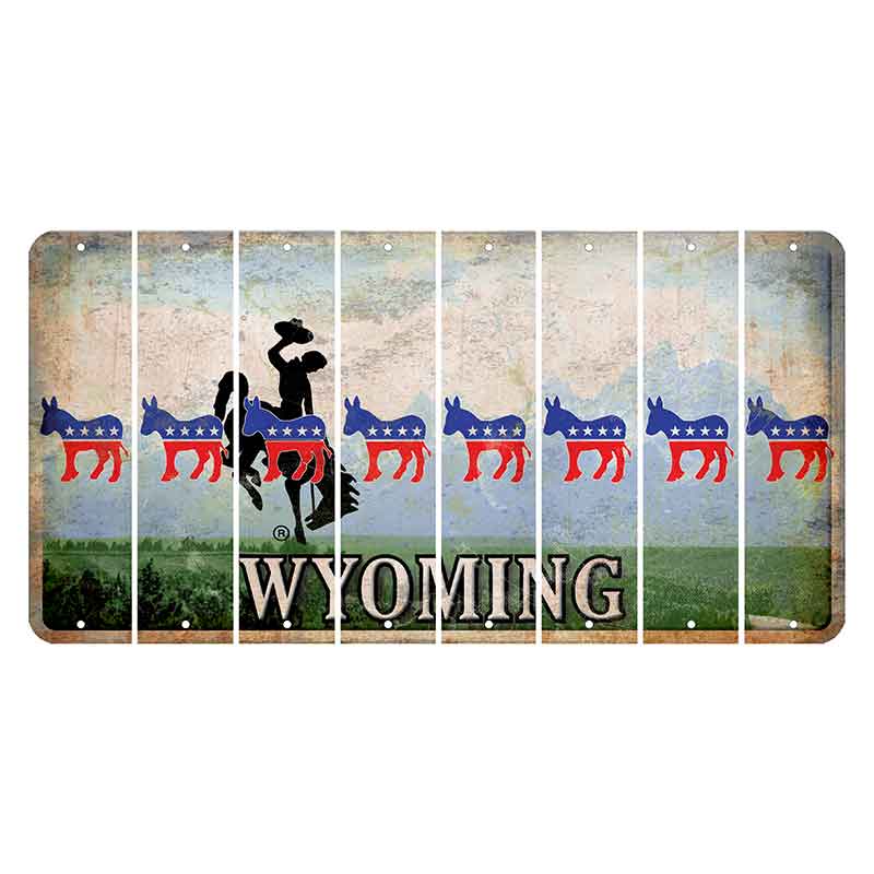 Wyoming Teton Range Cut License Plate Strips (Set of 8) Democrat