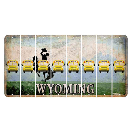 Wyoming Teton Range Cut License Plate Strips (Set of 8) School Bus