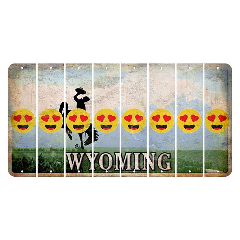 Wyoming Teton Range Cut License Plate Strips (Set of 8) Emoji - Heart Eyes