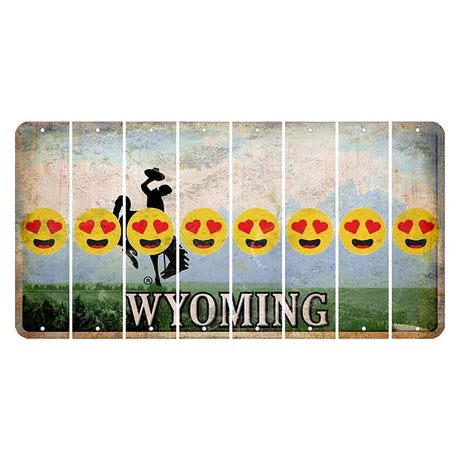 Wyoming Teton Range Cut License Plate Strips (Set of 8) Emoji - Heart Eyes