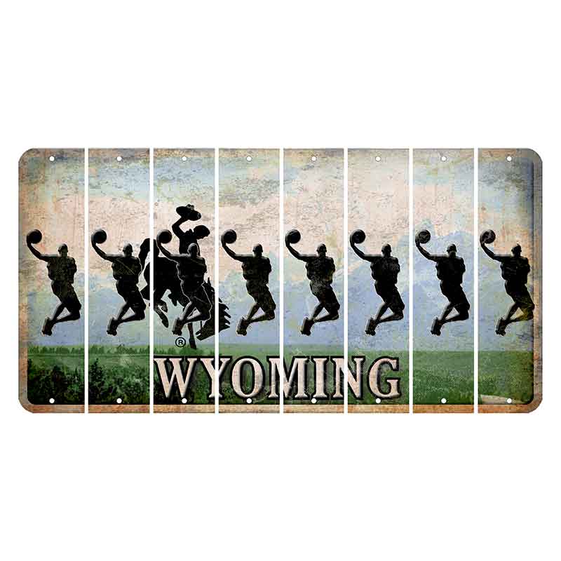 Wyoming Teton Range Cut License Plate Strips (Set of 8) Basketball Player