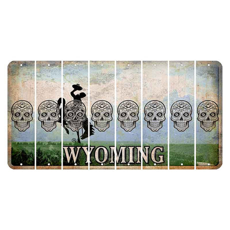 Wyoming Teton Range Cut License Plate Strips (Set of 8) Sugar Skull