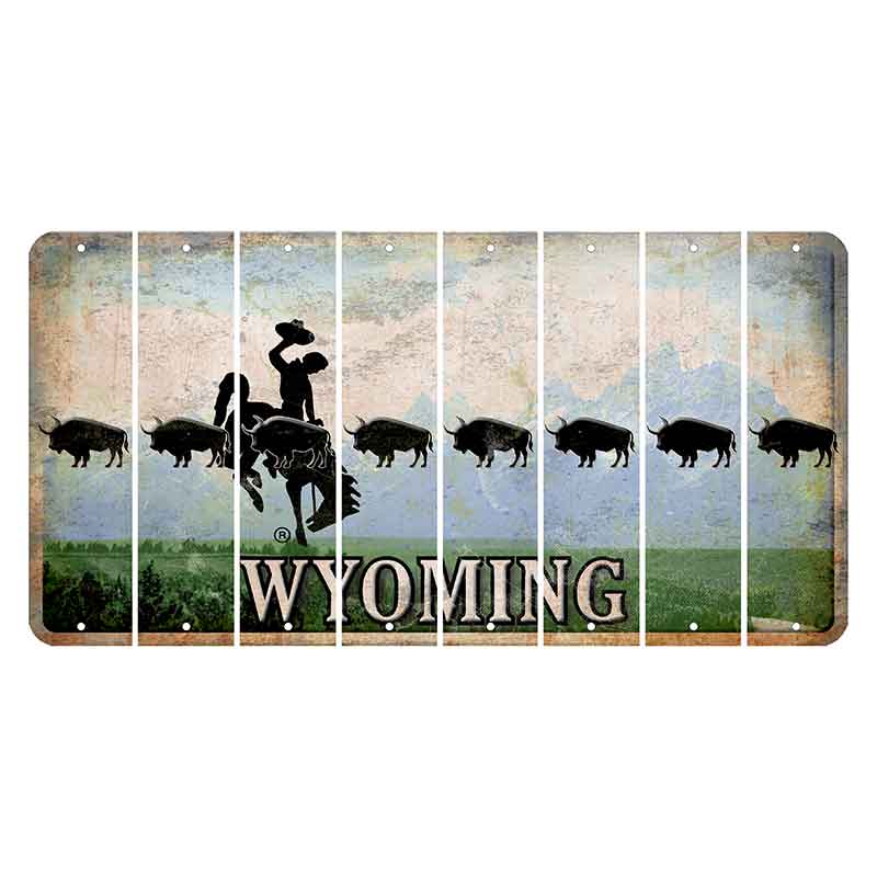 Wyoming Teton Range Cut License Plate Strips (Set of 8) Buffalo