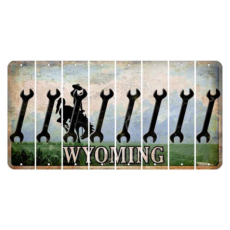 Wyoming Teton Range Cut License Plate Strips (Set of 8) Wrench