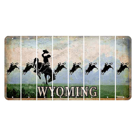 Wyoming Teton Range Cut License Plate Strips (Set of 8) Bull Rider