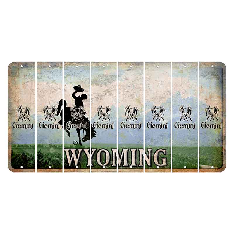 Wyoming Teton Range Cut License Plate Strips (Set of 8) Zodiac Sign - Gemini