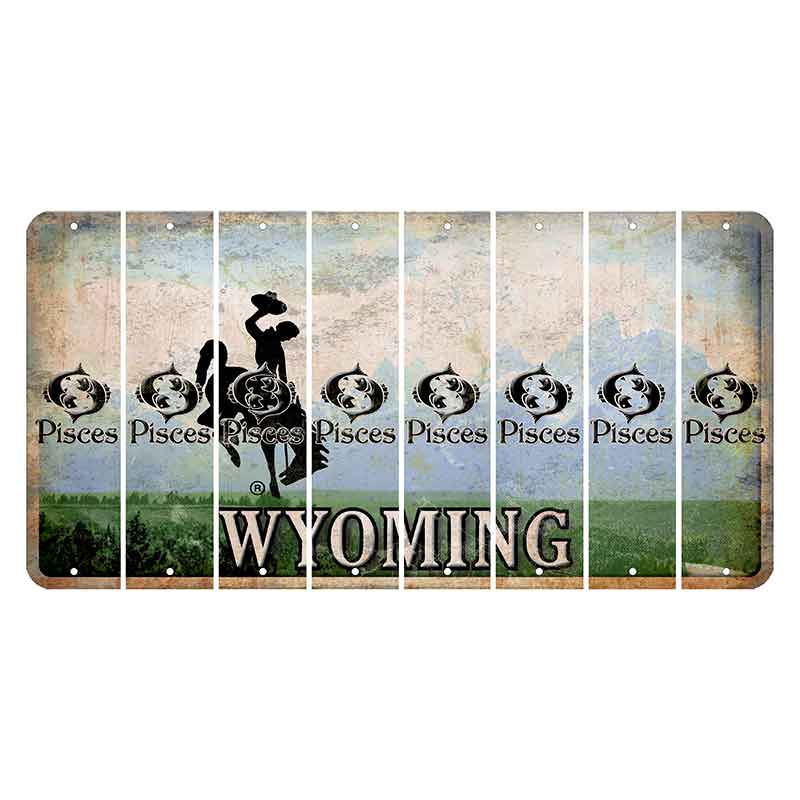 Wyoming Teton Range Cut License Plate Strips (Set of 8) Zodiac Sign - Pisces