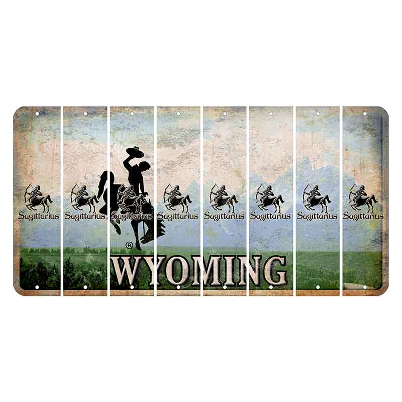 Wyoming Teton Range Cut License Plate Strips (Set of 8) Zodiac Sign - Sagittarius