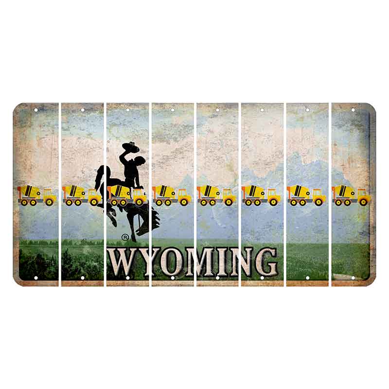 Wyoming Teton Range Cut License Plate Strips (Set of 8) Cement Truck