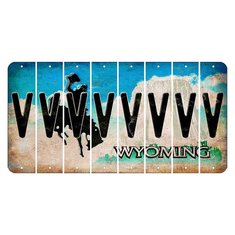 Wyoming Devils Tower Cut License Plate Strips (Set of 8) V