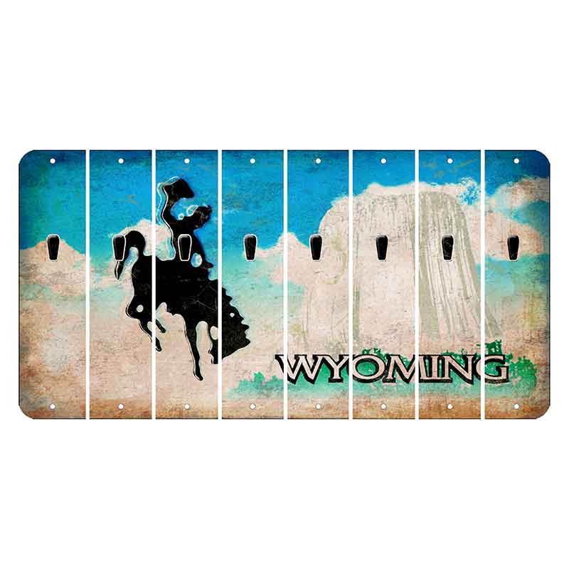 Wyoming Devils Tower Cut License Plate Strips (Set of 8) Apostrophe