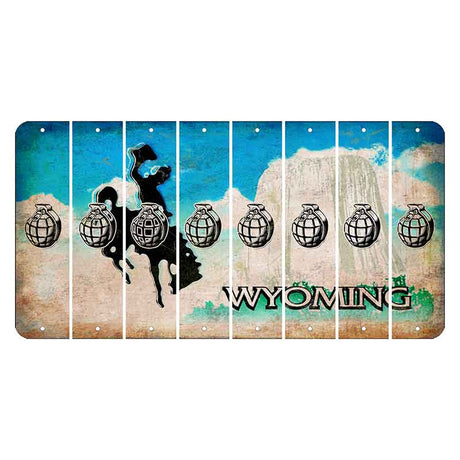 Wyoming Devils Tower Cut License Plate Strips (Set of 8) Grenade