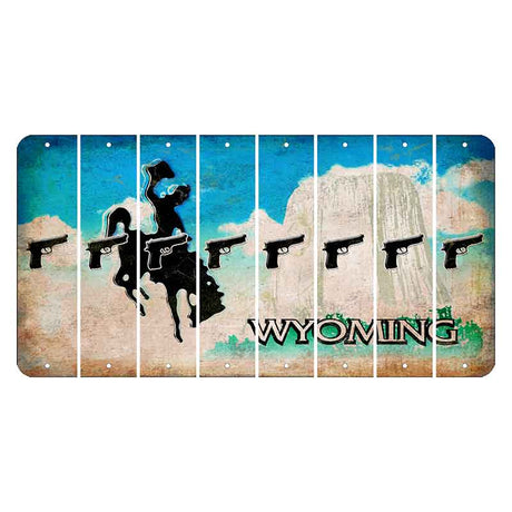 Wyoming Devils Tower Cut License Plate Strips (Set of 8) Handgun