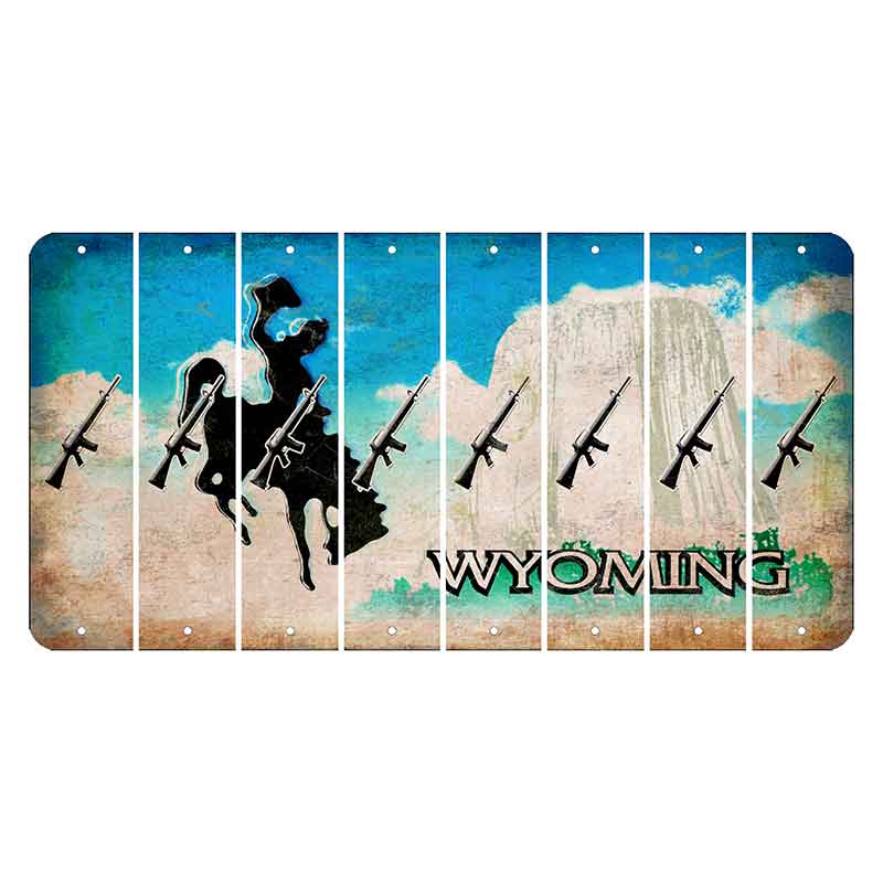 Wyoming Devils Tower Cut License Plate Strips (Set of 8) Rifle