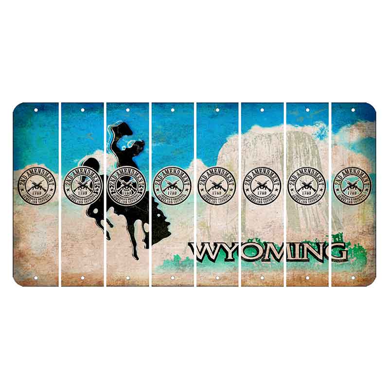 Wyoming Devils Tower Cut License Plate Strips (Set of 8) 2nd Amendment