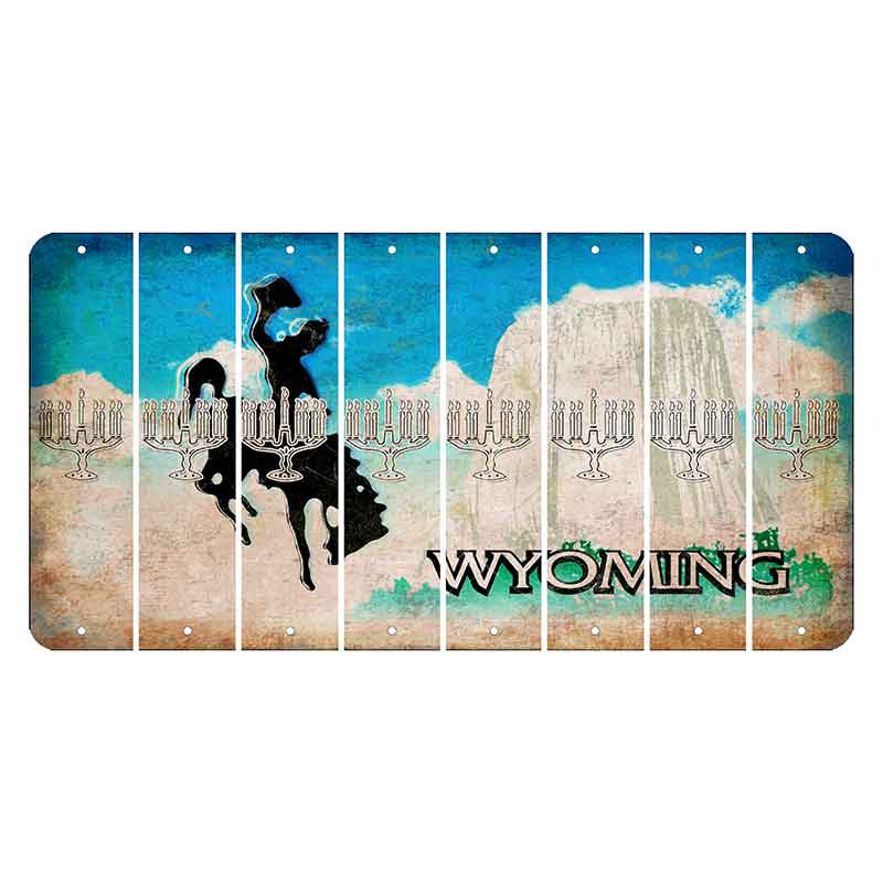 Wyoming Devils Tower Cut License Plate Strips (Set of 8) Menorah