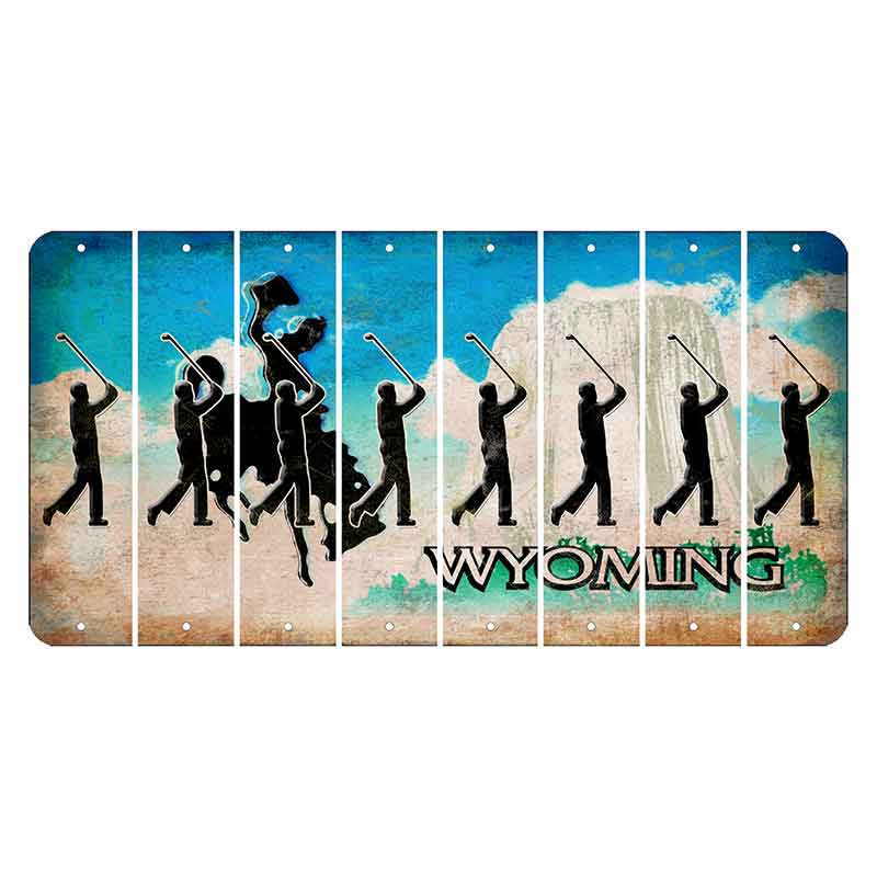 Wyoming Devils Tower Cut License Plate Strips (Set of 8) Male Golfer