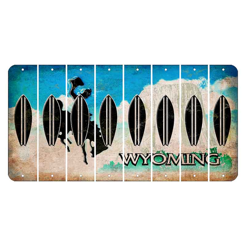 Wyoming Devils Tower Cut License Plate Strips (Set of 8) Surfboard