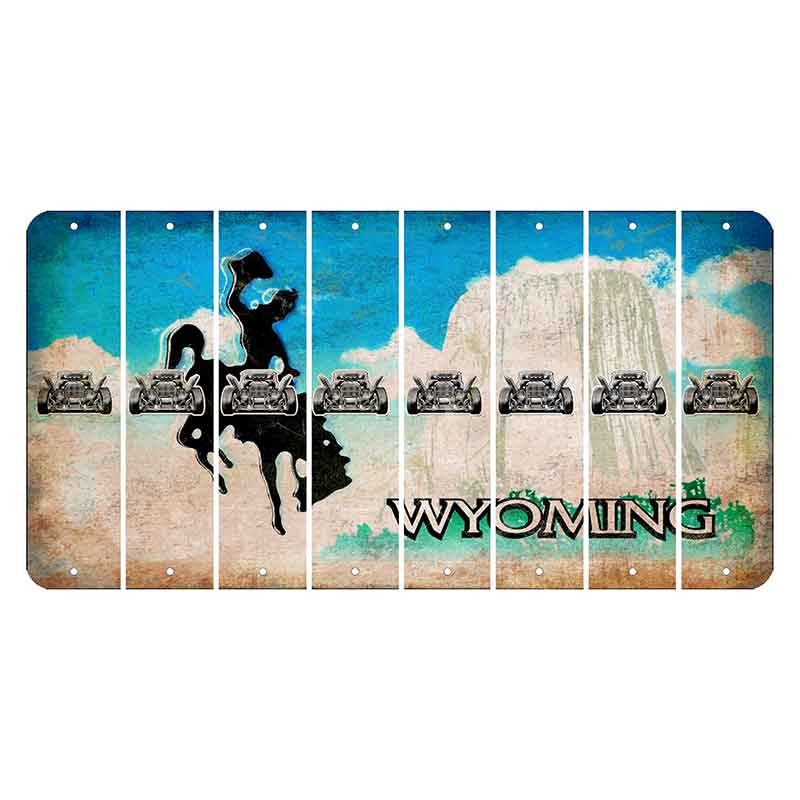 Wyoming Devils Tower Cut License Plate Strips (Set of 8) Hot Rod