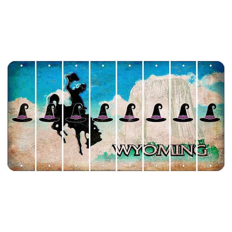 Wyoming Devils Tower Cut License Plate Strips (Set of 8) Witches Hat