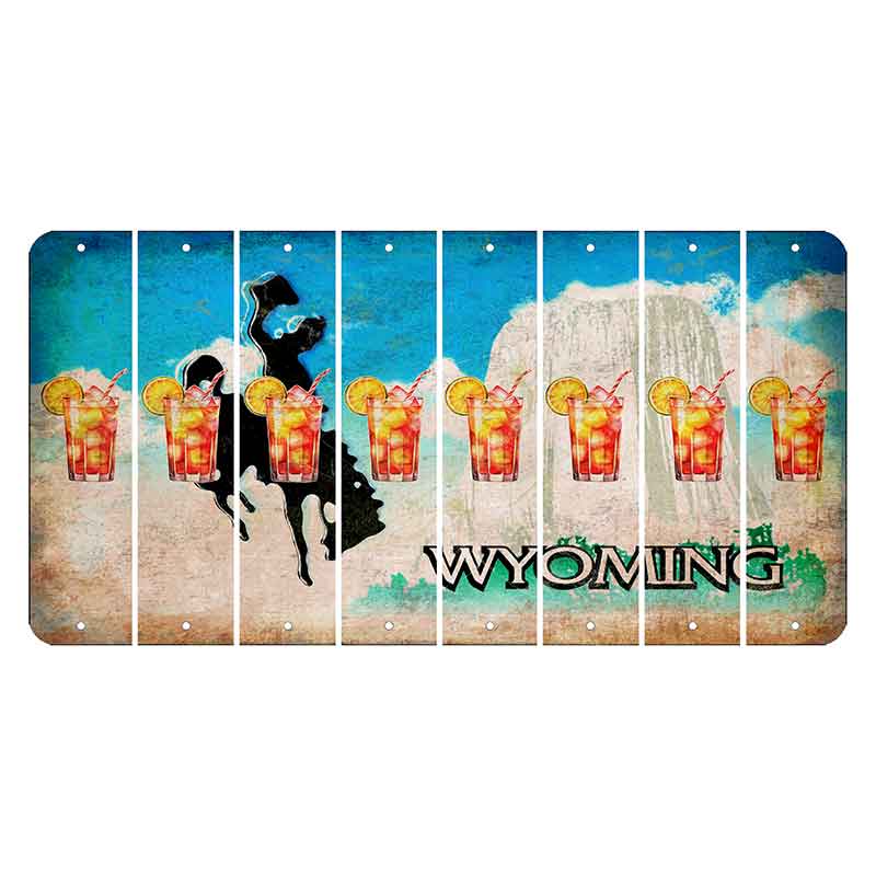 Wyoming Devils Tower Cut License Plate Strips (Set of 8) Cocktail