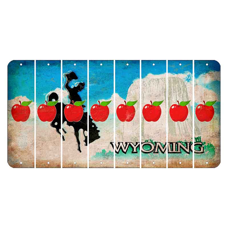 Wyoming Devils Tower Cut License Plate Strips (Set of 8) Apple