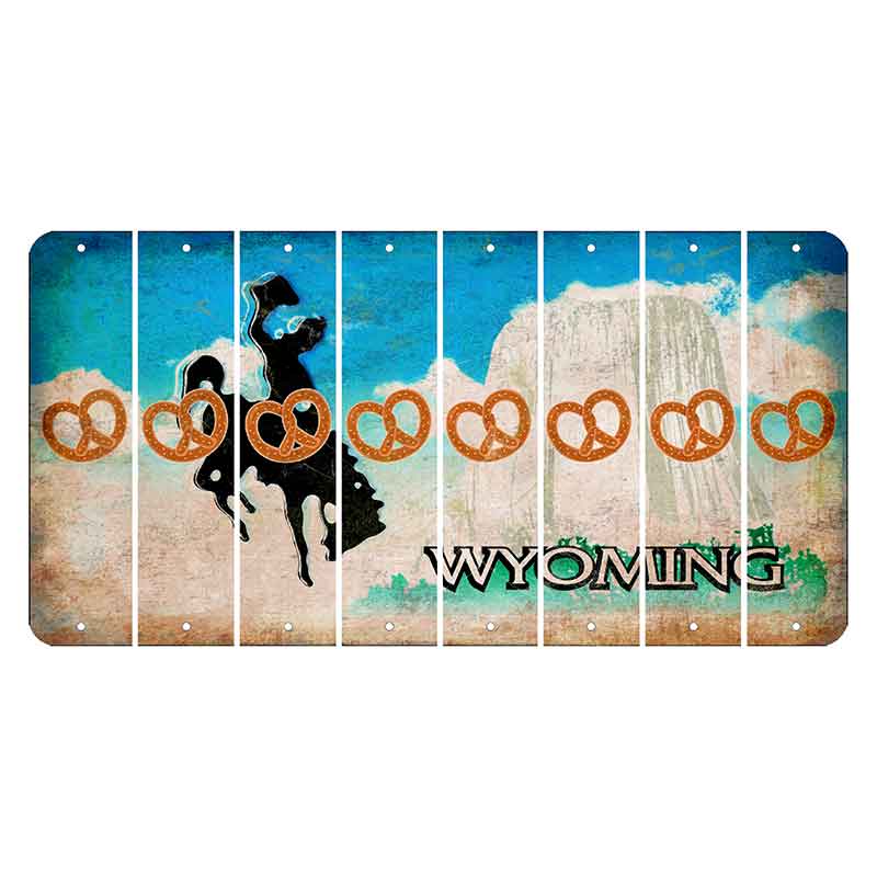 Wyoming Devils Tower Cut License Plate Strips (Set of 8) Pretzel