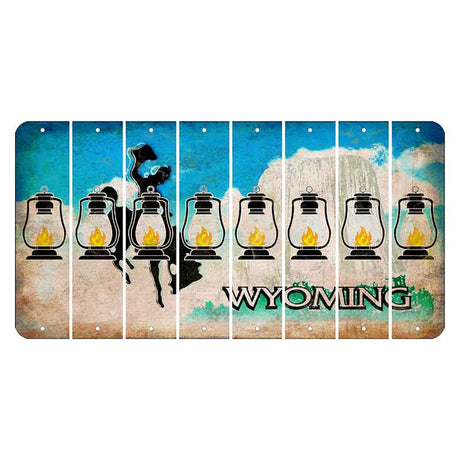 Wyoming Devils Tower Cut License Plate Strips (Set of 8) Lantern