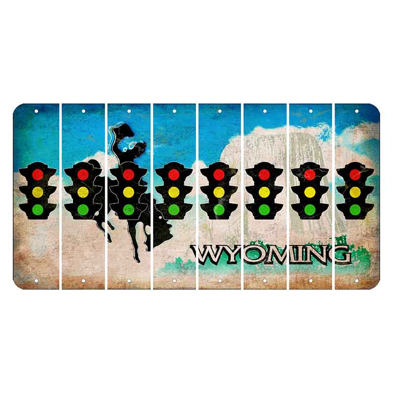 Wyoming Devils Tower Cut License Plate Strips (Set of 8) Traffic Light