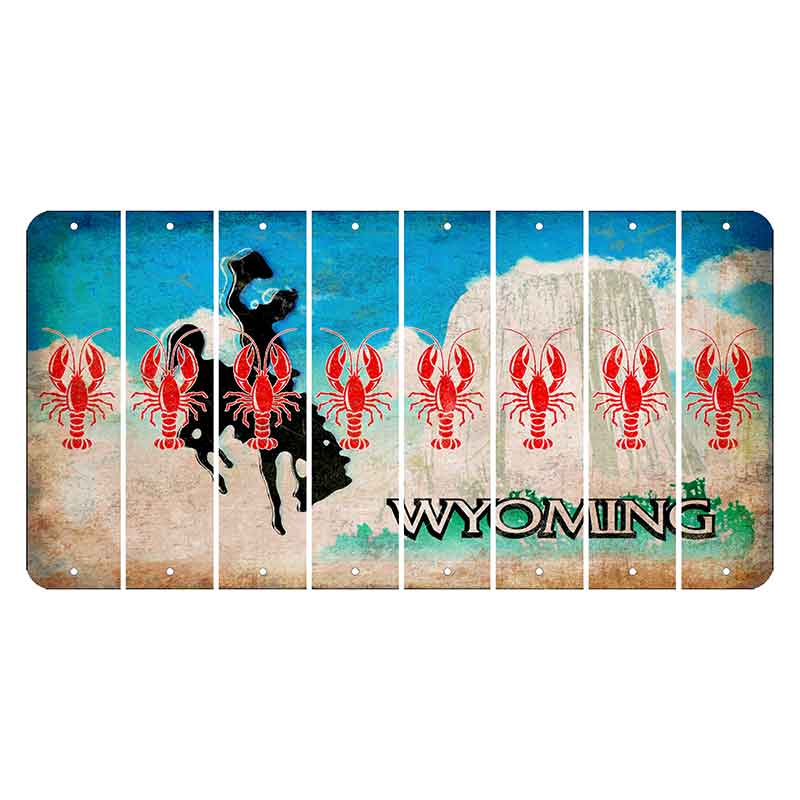 Wyoming Devils Tower Cut License Plate Strips (Set of 8) Lobster