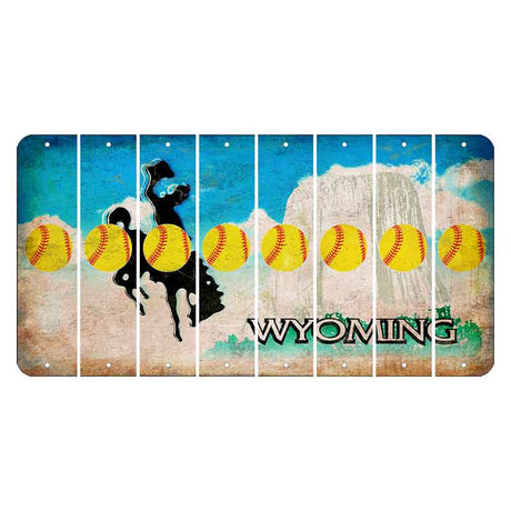 Wyoming Devils Tower Cut License Plate Strips (Set of 8) Softball